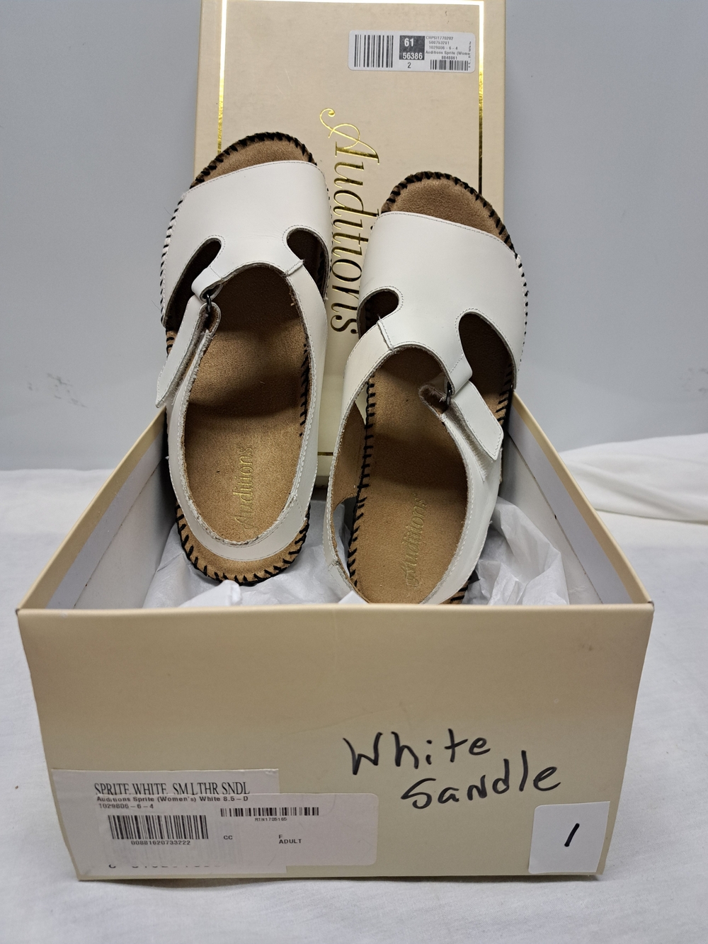 Auditions White Leather Slingback Sandals